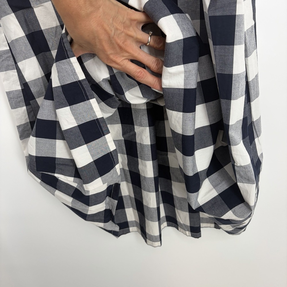 J.Crew Navy Buffalo Plaid Midi Dress 0 Nautical Boat Coastal Preppy Summer Fall - Picture 15 of 15